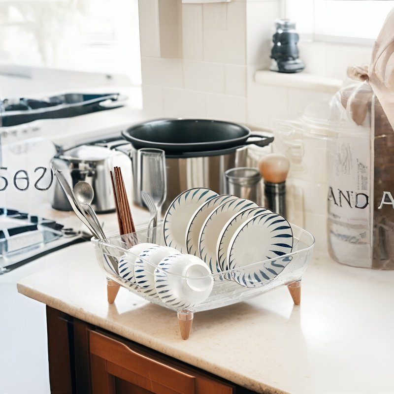 일본식 다용도 그릇선반 플라스틱 수납함 싱크대 수납선반 물빠짐 그릇선반 파티션 수납 그릇 접시 그릇 바구니