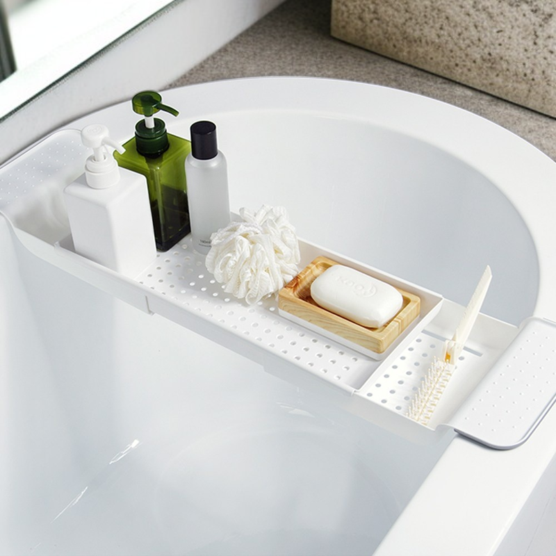 욕조 미끄럼방지 트레이 다기능 목욕 선반 화이트