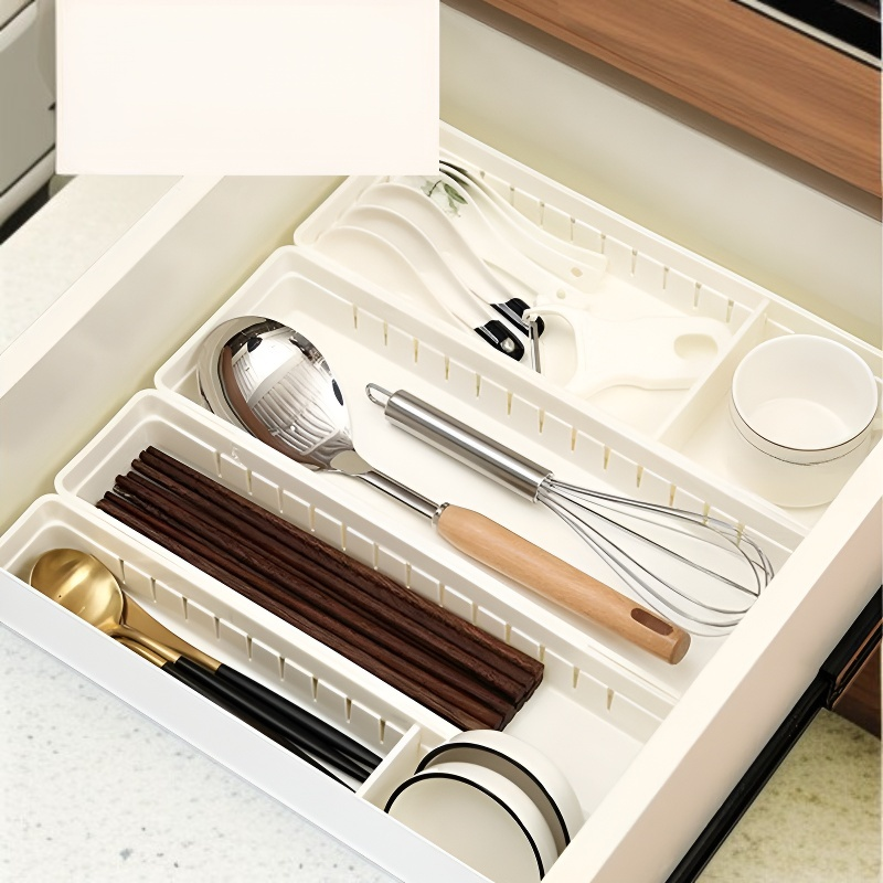 กล่องเก็บของบนโต๊ะแบบญี่ปุ่น ขนาดเล็ก โปร่งใส แบ่งช่องสำหรับเครื่องครัวและอุปกรณ์เครื่องเขียน