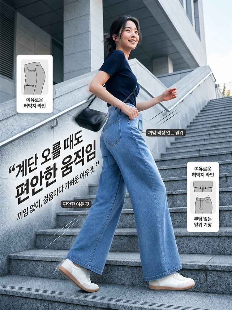 하이웨이스트 와이드 데님 팬츠