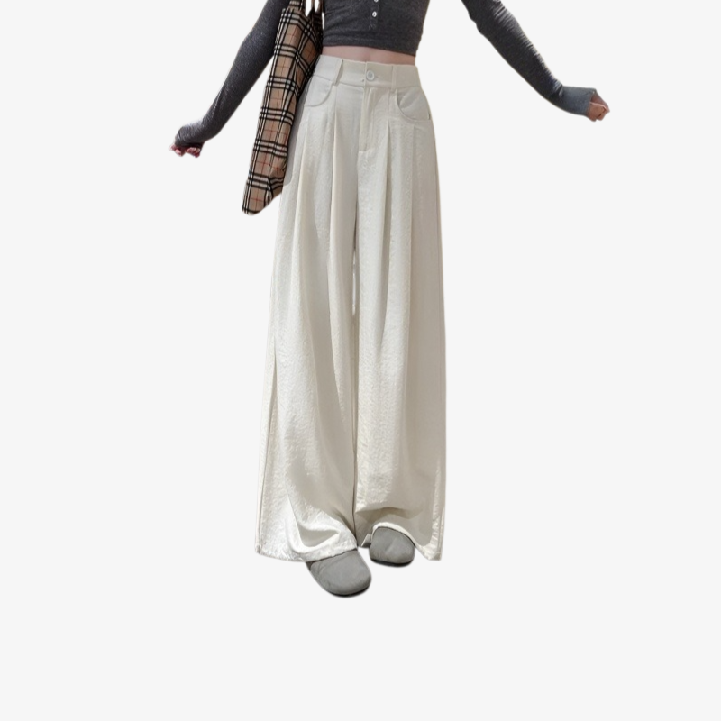 마운틴 캐주얼 팬츠 드롭감 와이드 슬림핏 가림 와이드 팬츠 정장바지 여 하이웨스트 캐주얼 팬츠