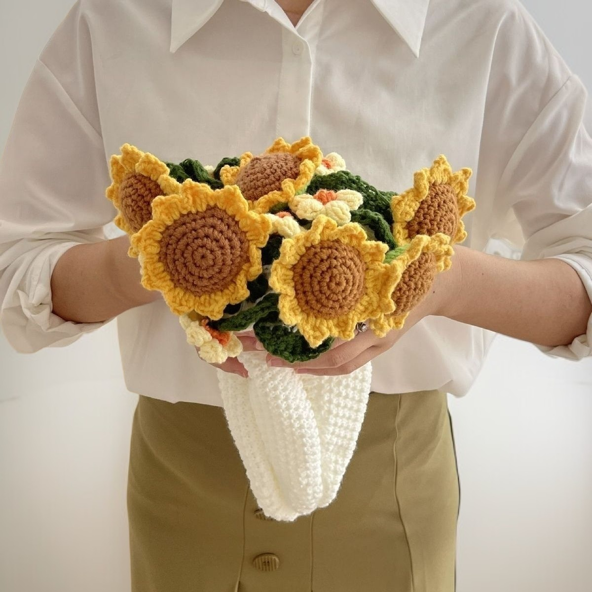 向日葵主題毛線編織毯子舒適手感