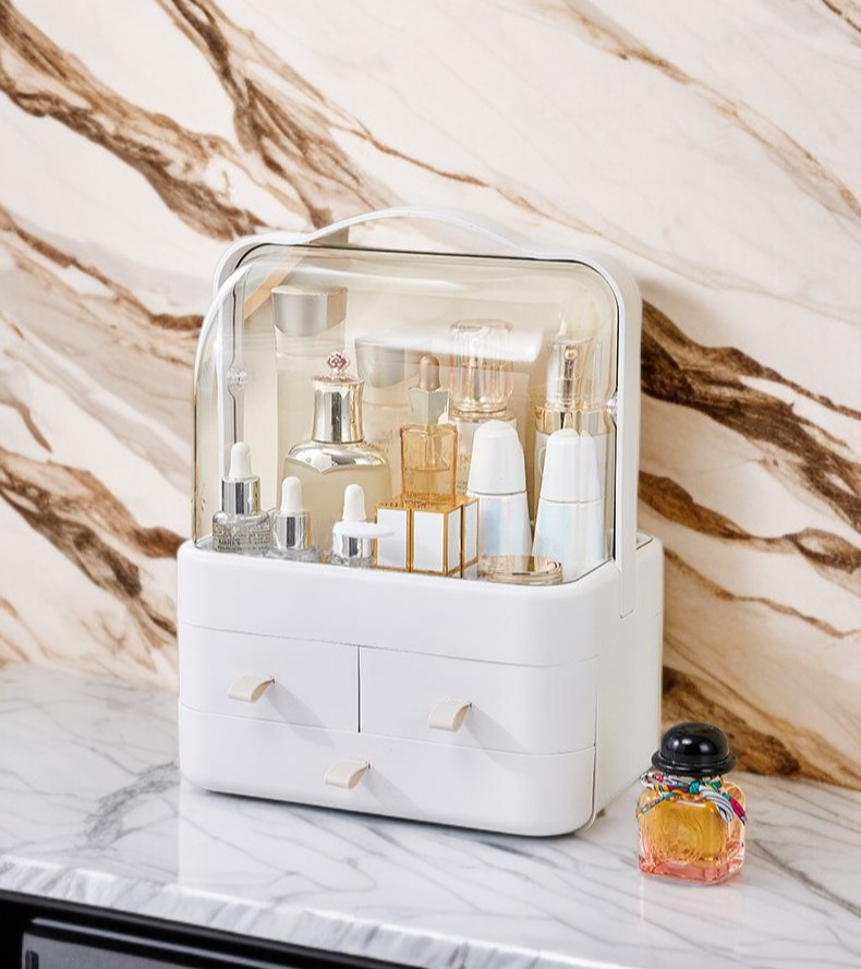 Stackable cosmetic box for space-saving organization