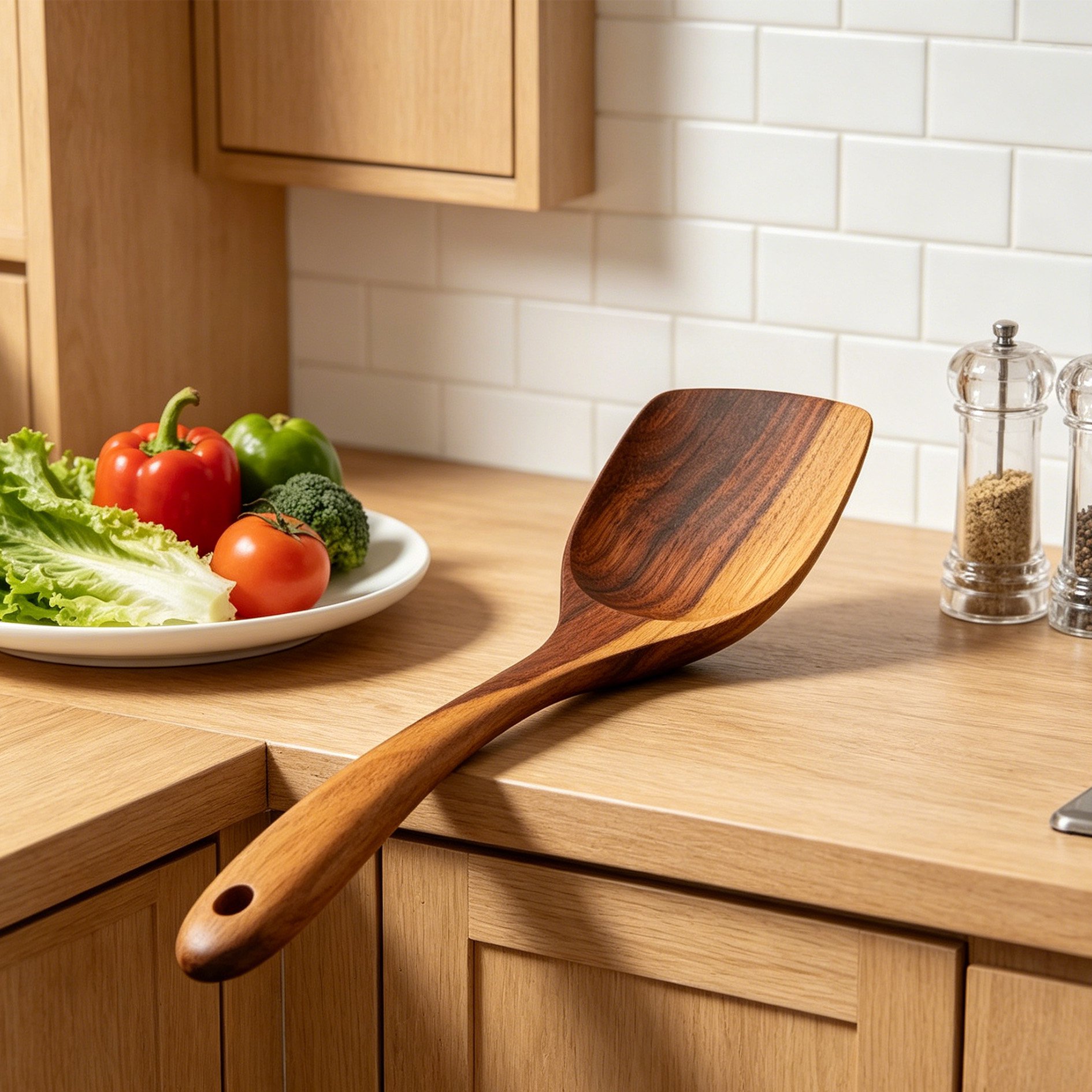 Household Solid Wood Cooking Spatulas, 2 Pieces