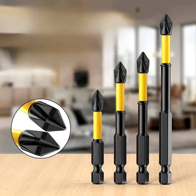 Sada vysoce tvrdých, protiskluzových bitů pro šroubovák Phillips a šestihran