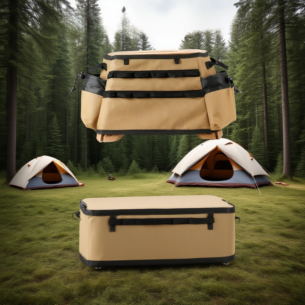 캠핑장에서 사용 중인 접이식 의자