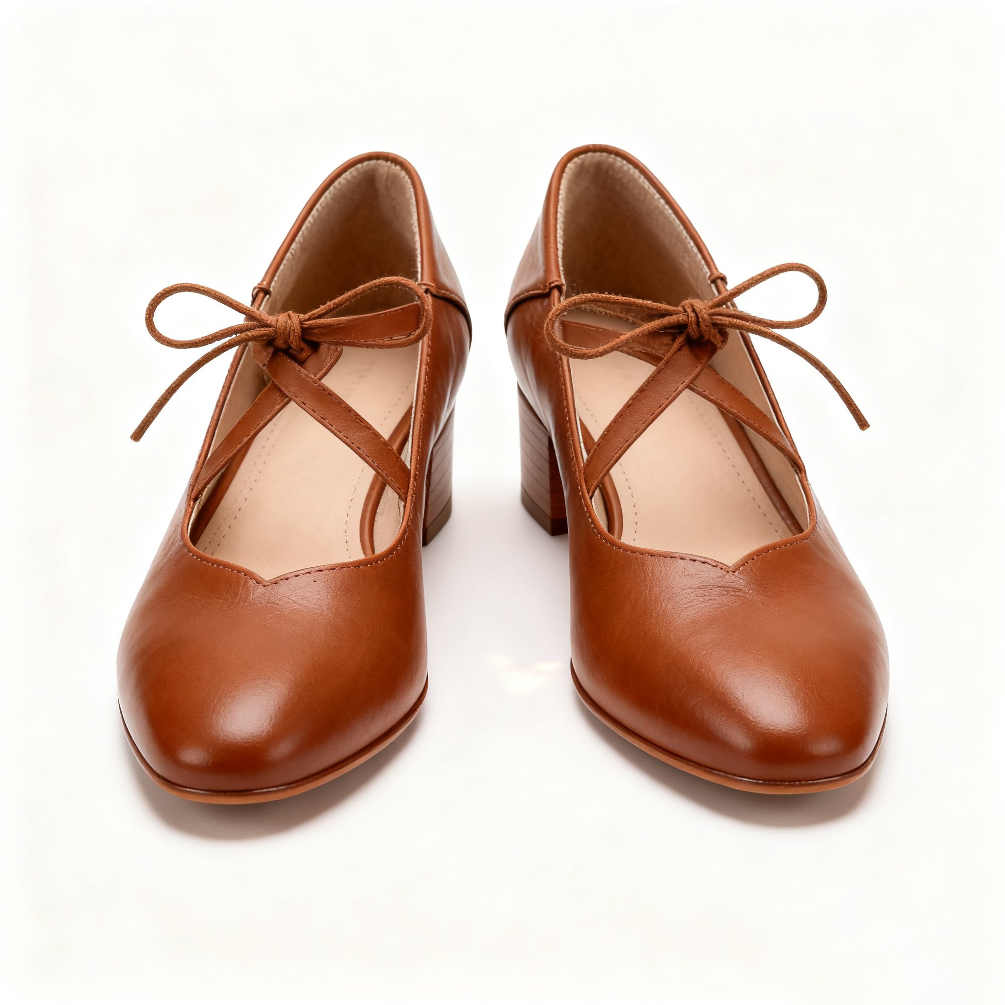 고급 가죽 소재 여성 미들힐 디테일