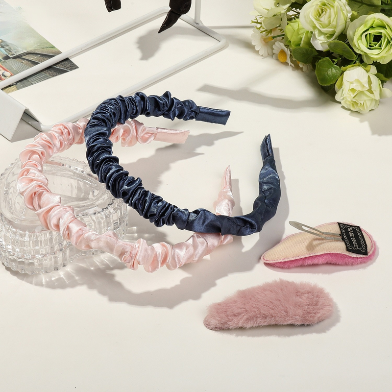 Satin pleated solid color hair accessory BB clip