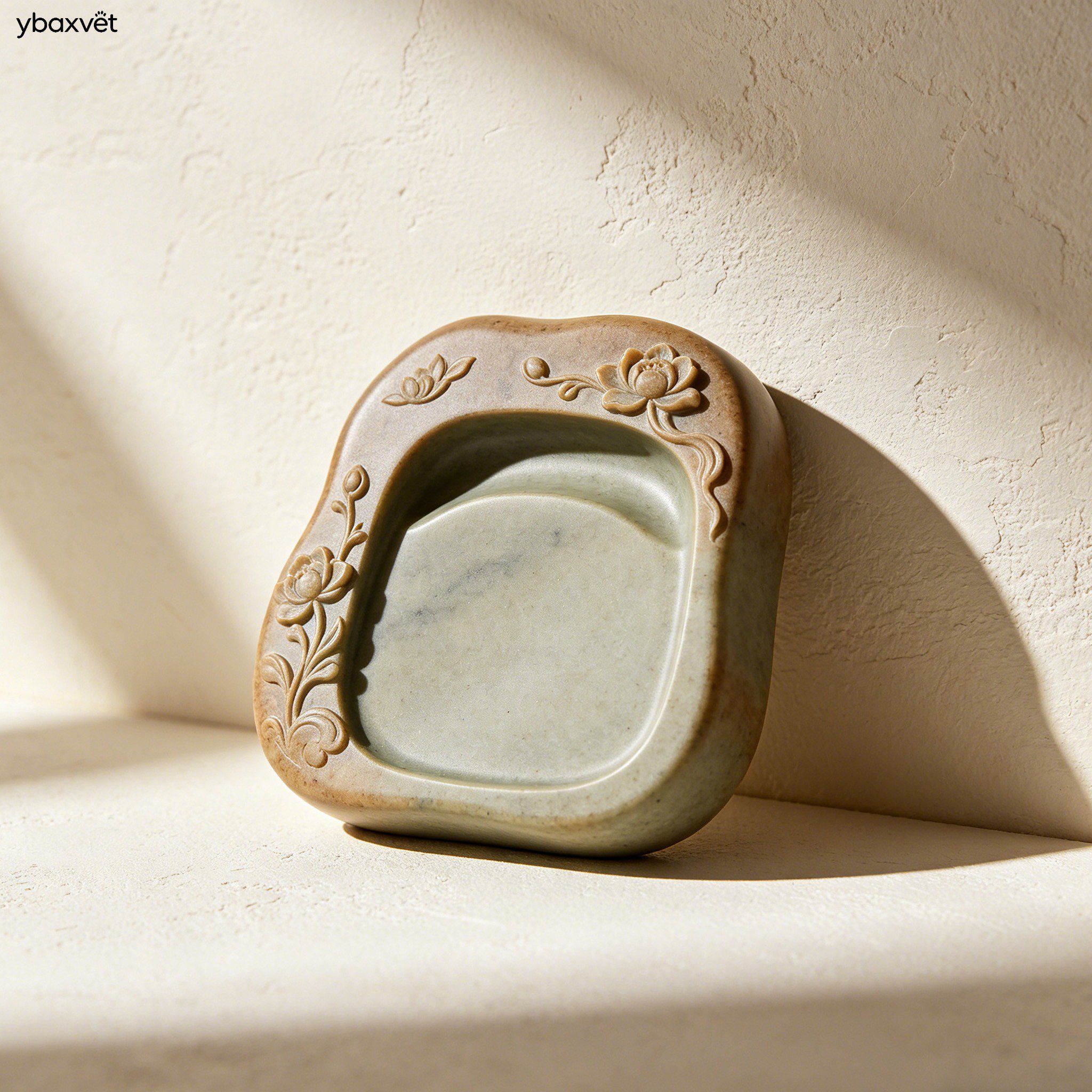 Elegant carved inkstone set of 3 pieces