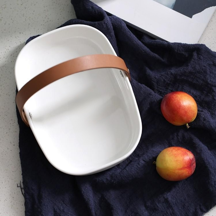 圓盤皮革提把餐具