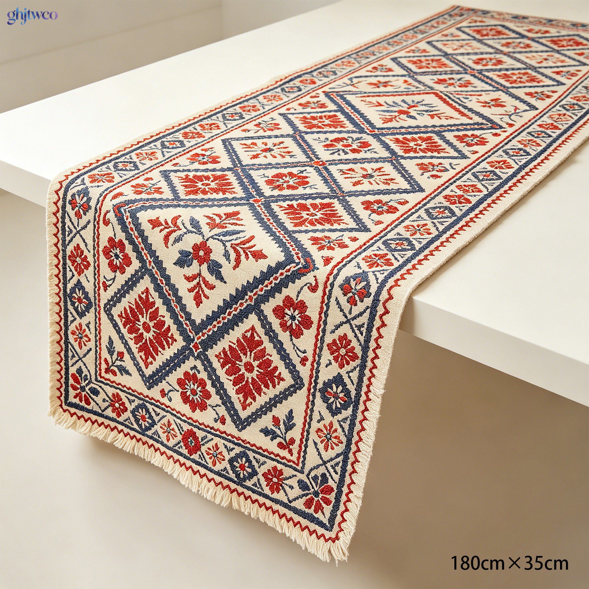 Handmade table runner with floral patterns