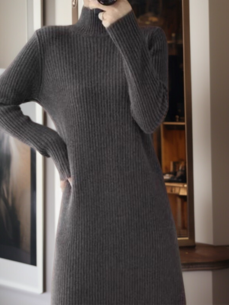오버 무릎 이너 니트 원피스 가을 겨울 나른한 바람 롱 니트 이너 반폴라 원피스