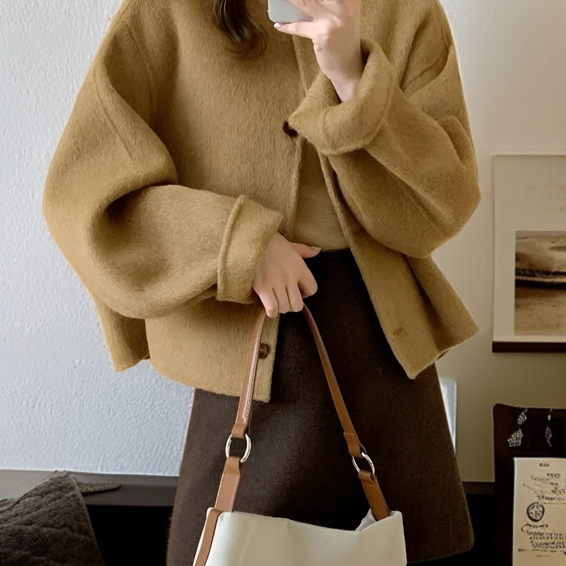 양면 울 코트 소재 확대 이미지