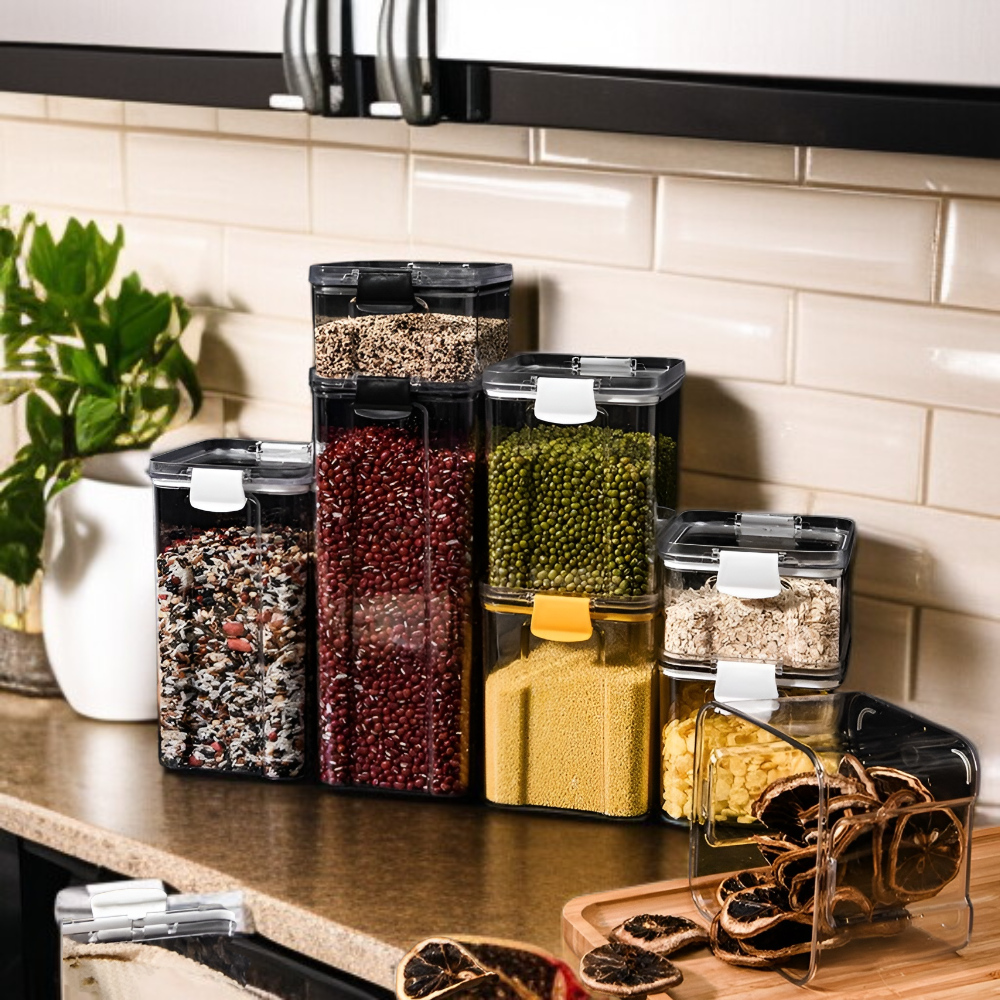Légmentes konyhai tárolóedény gabonafélékhez, teához és rágcsálnivalókhoz