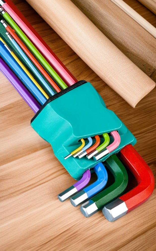 Klucze imbusowe w różnych rozmiarach ze śrubokrętem