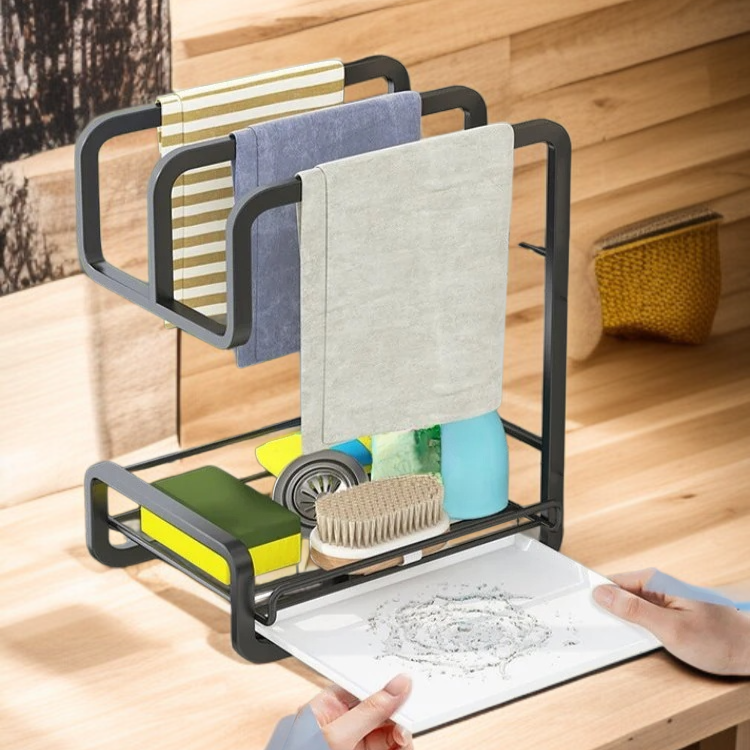 Modern kitchen countertop organizer with drain