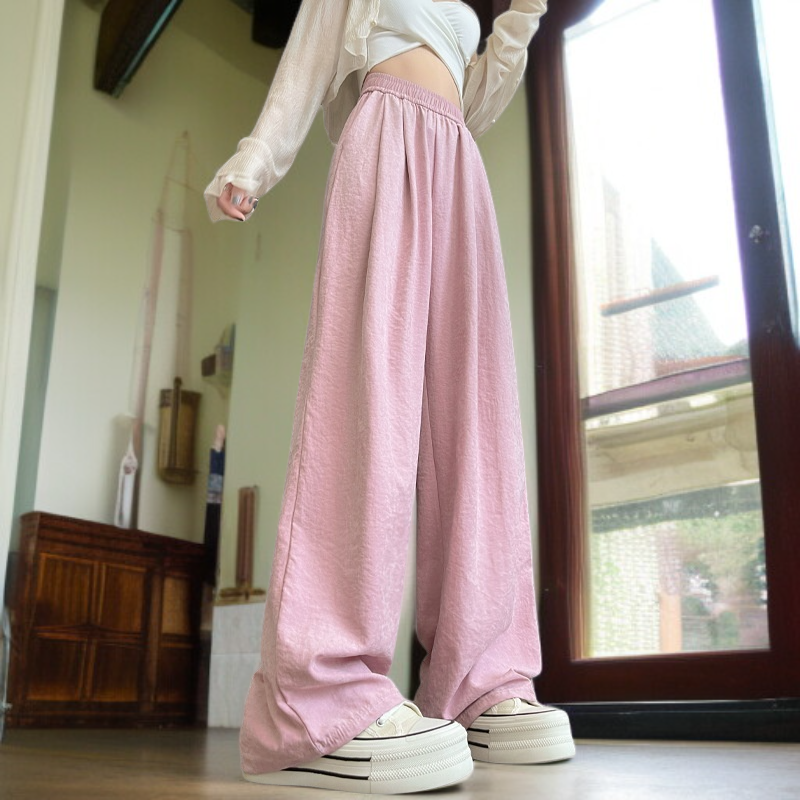 クリームムースヤマモト パンツ レディース 夏 カジュアル 多用途 ドレープ クリーム パンツ テクスチャード レイジー アイスシルク ワイドレッグパンツ