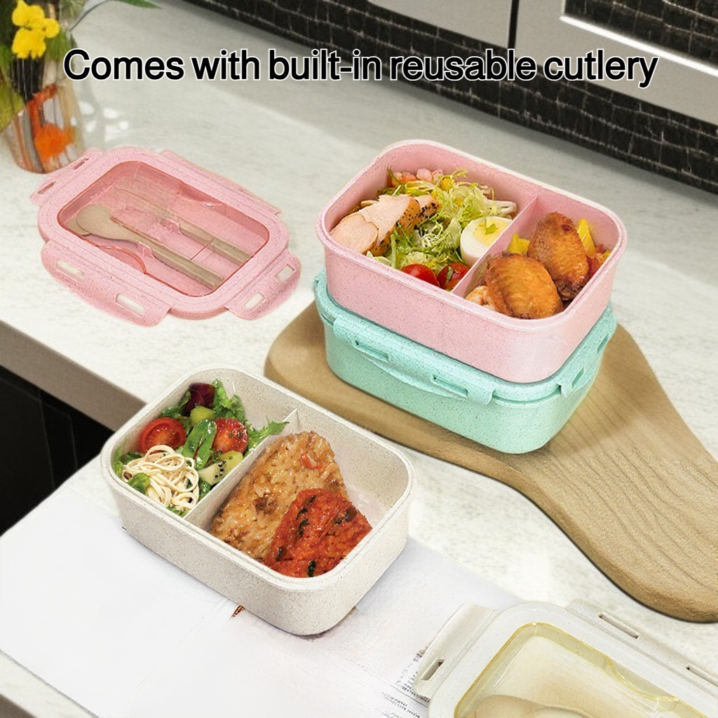 Office worker lunch box with cutlery