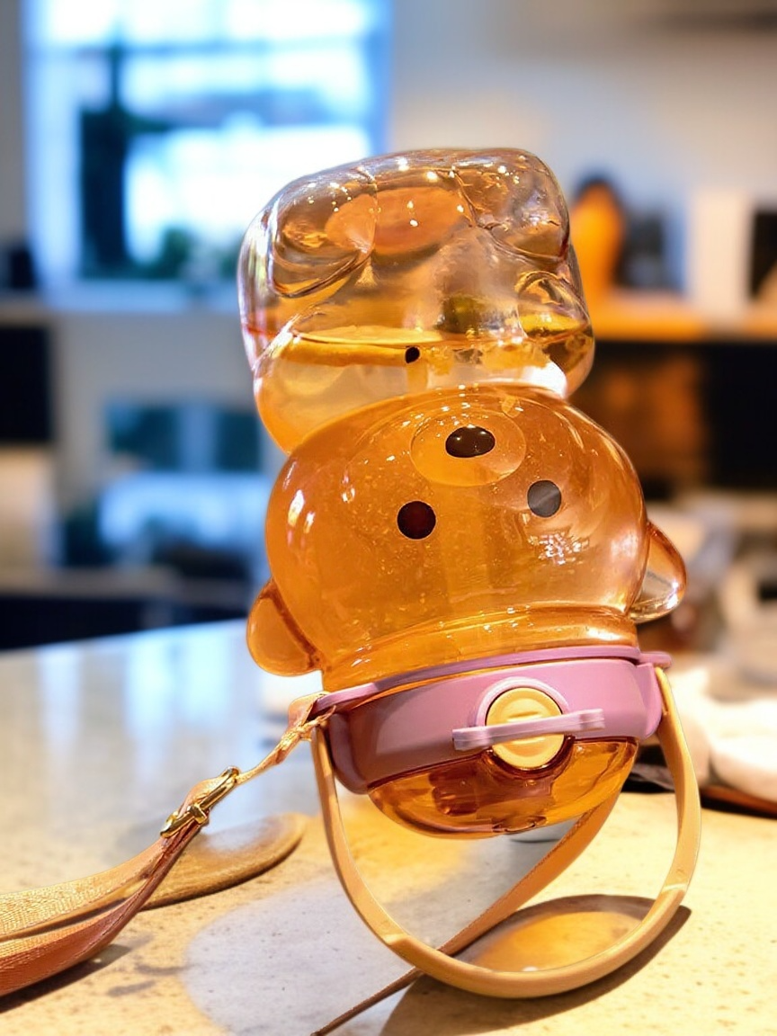 Cute animal print children's plastic straw water cup