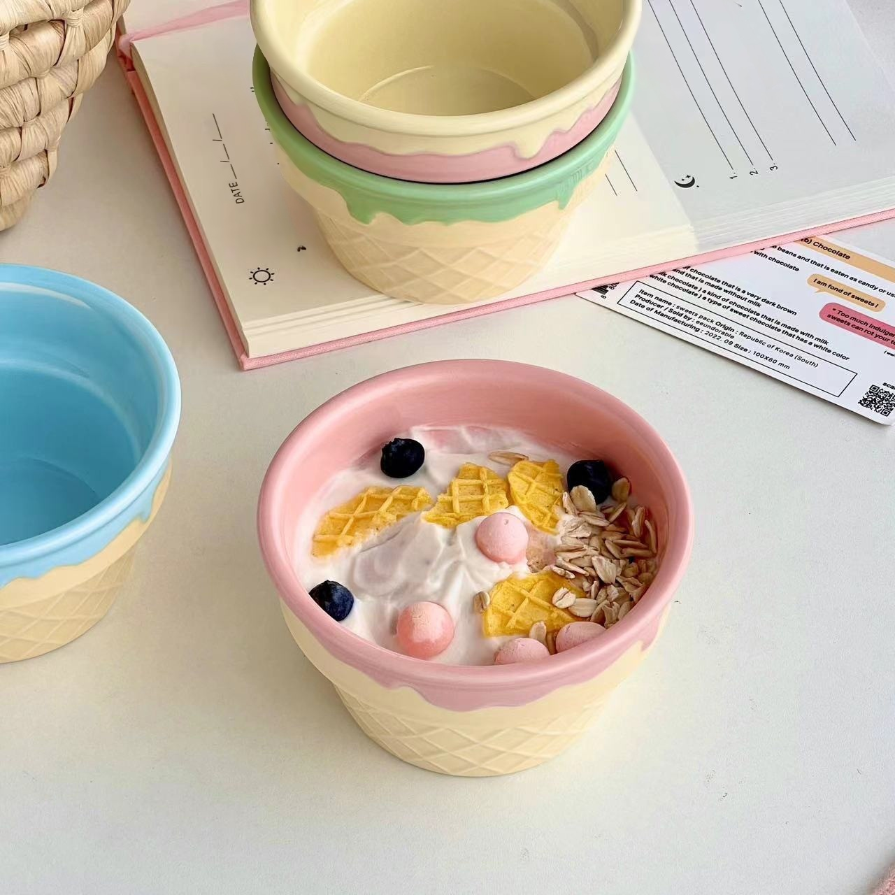 アイスクリーム型かわいい陶器食器セット