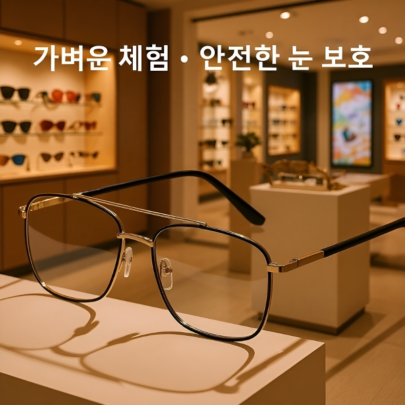  변색 사각 더블 브릿지 블루라이트 차단 안경