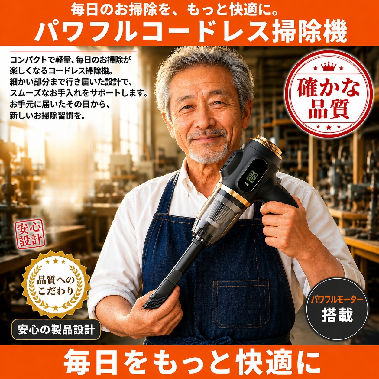 強力吸引コードレス掃除機