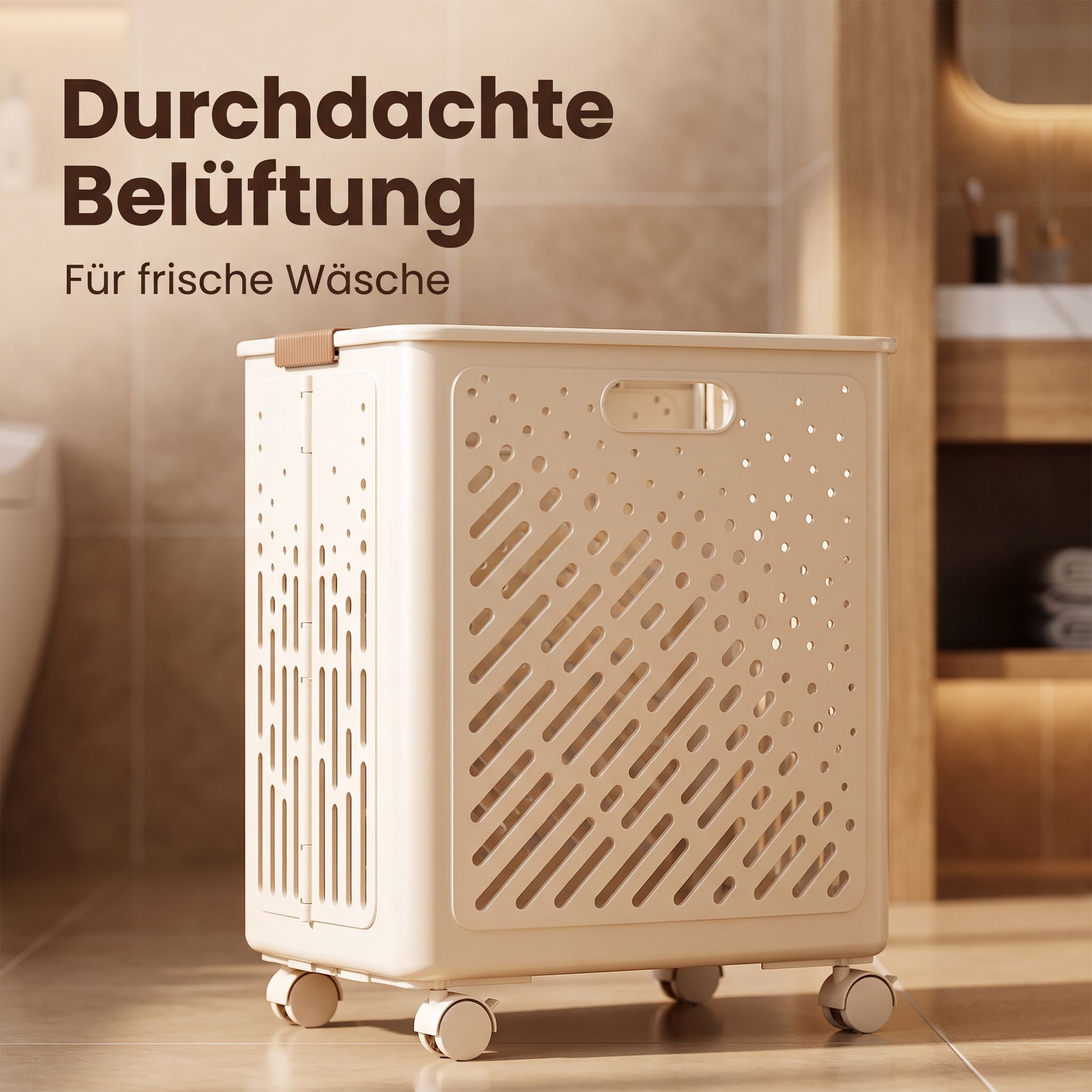 Faltbarer Wäschekorb mit Rollen