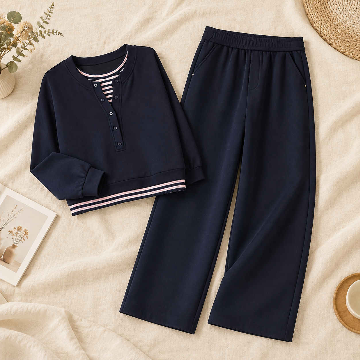 Conjunto nuevo de primavera y otoño con sudadera ajustable y pantalones tobilleros