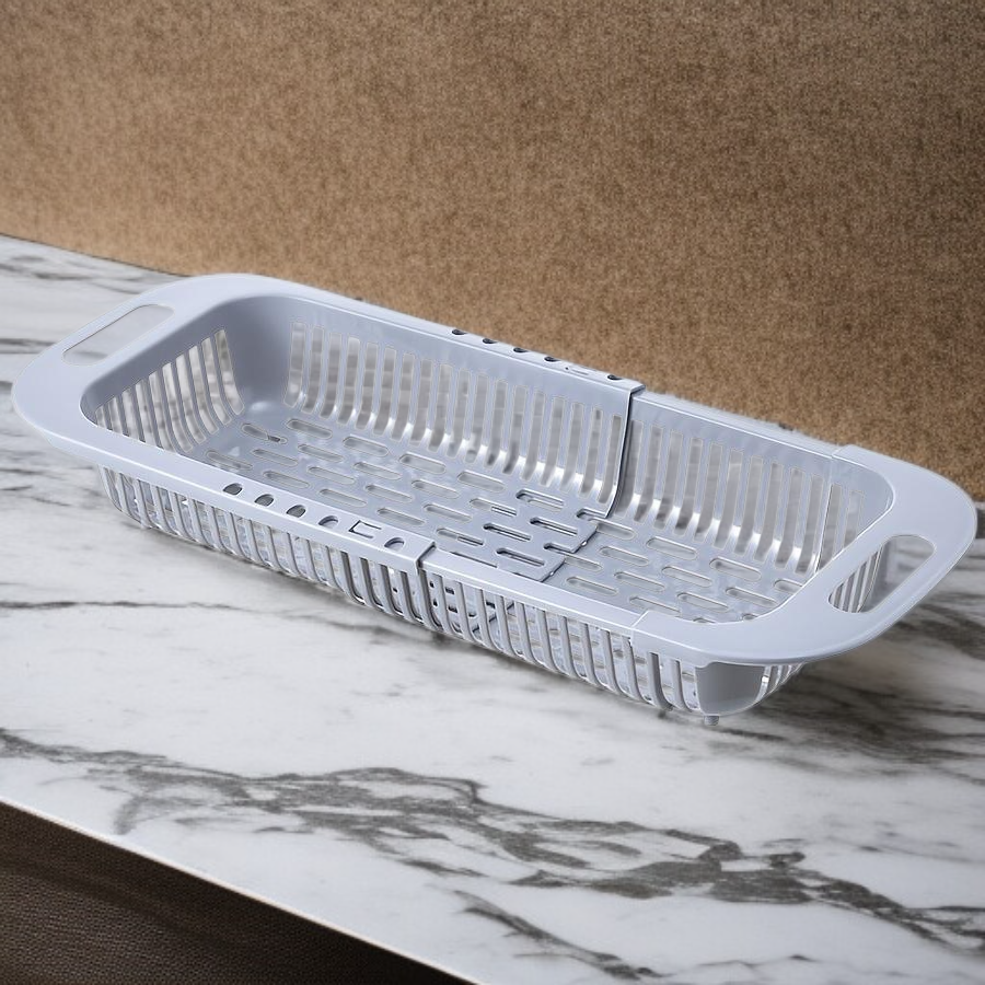 キッチン食器洗い用流し台伸縮収納棚