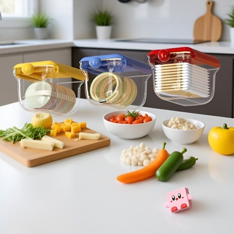 Close-up of colorful drawers in storage box organizer
