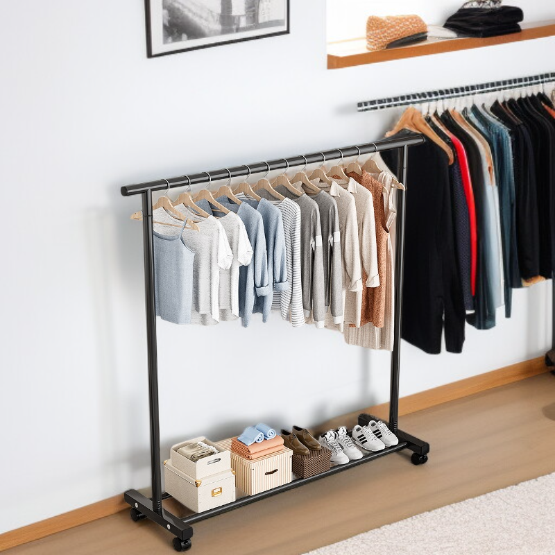Indoor Multifunctional Clothes Rack with Wheels for Easy Mobility