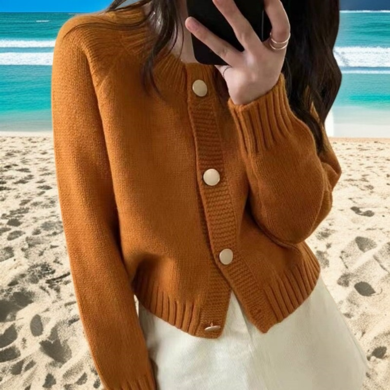  Chaqueta de punto suelta, color sólido, cómoda para el día a día