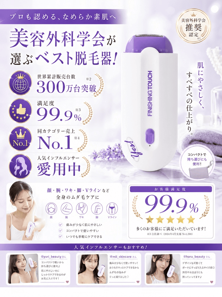 美容外科学会推薦！【男女兼用】スマート無痛脱毛機！脱毛・美肌・黒ずみケア