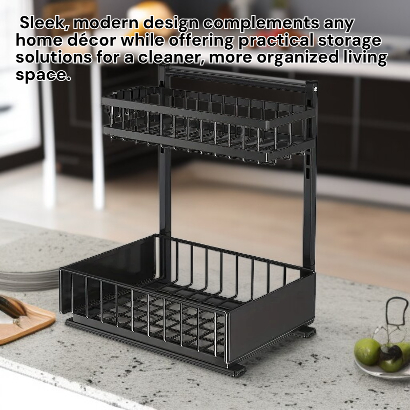 Home Under Sink Storage Rack, Punch-free Double-layer Drawer Organizer, 