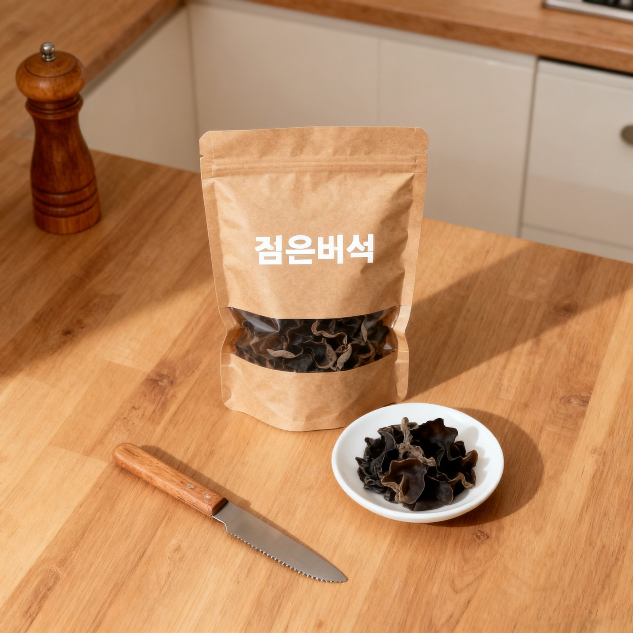 신선한 흑목이 버섯 클로즈업