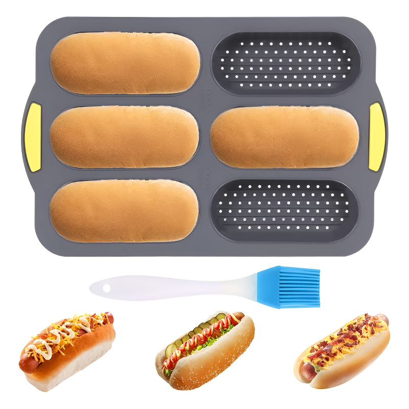6구 핫도그 실리콘 빵틀 논스틱 베이킹 트레이