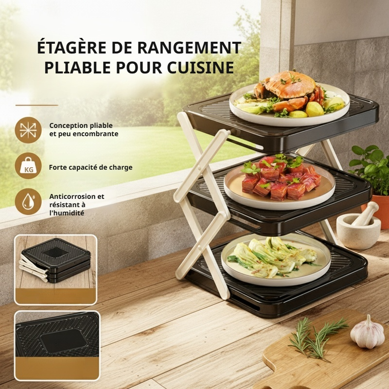 Étagère de cuisine pliable multifonctionnelle pour préparation des aliments