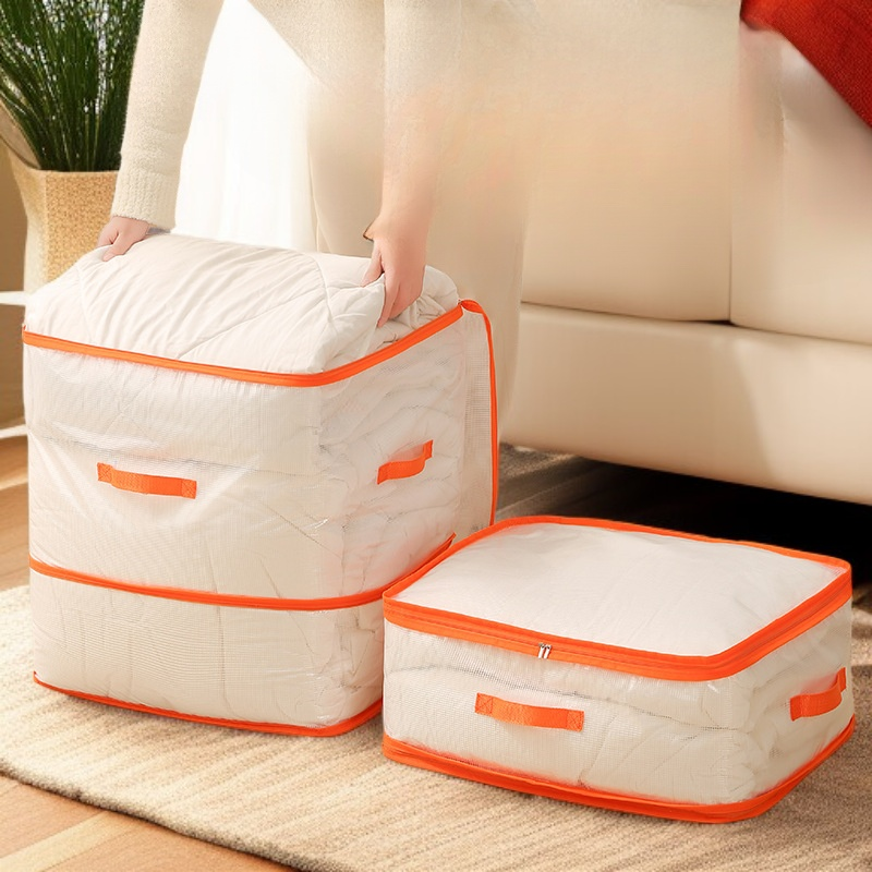 Space-saving transparent mesh storage for garments