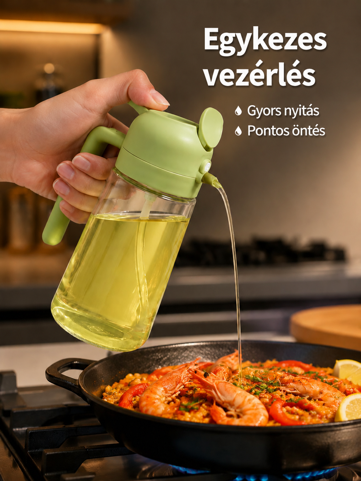 Konyhai üveg olajkiöntő