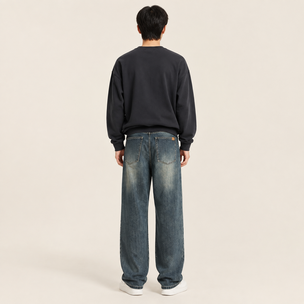 복고풍 스트레이트 진 남성 봄가을