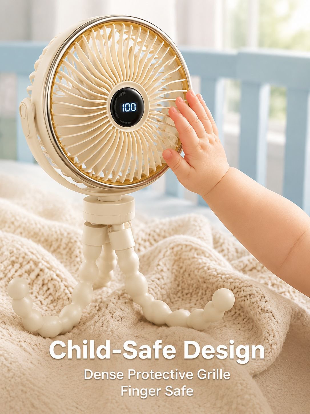 Silent Stroller Fan for Kids Rechargeable Portable Octopus Clip Fan