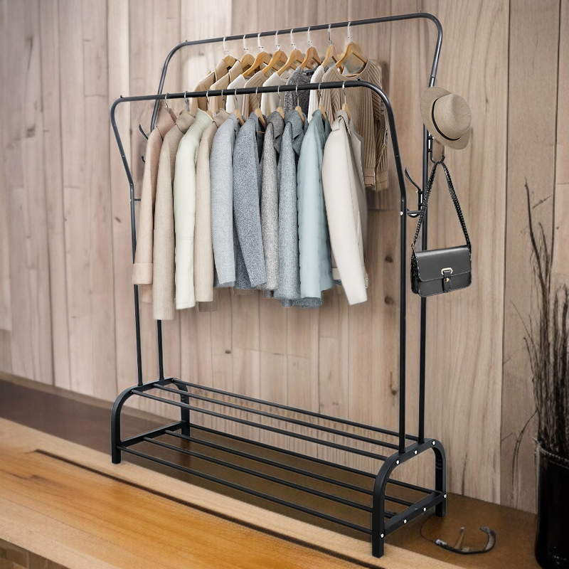 Household double pole floor drying rack
