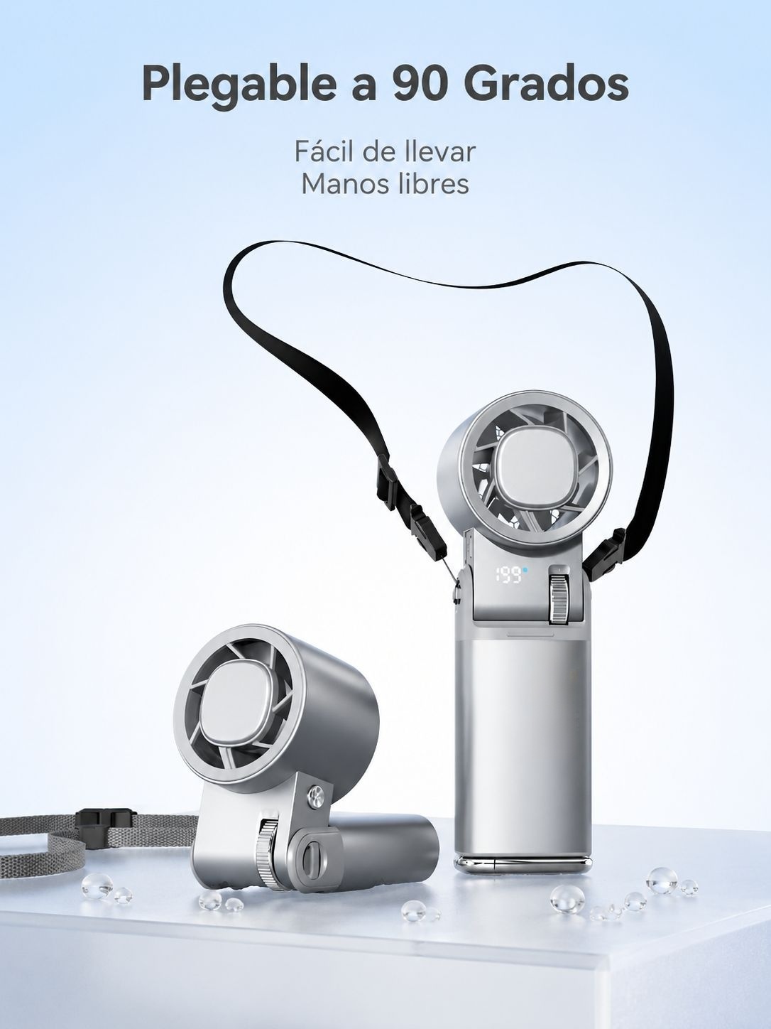 Ventilador portátil mini aire acondicionado plegable para colgar en el cuello súper potente