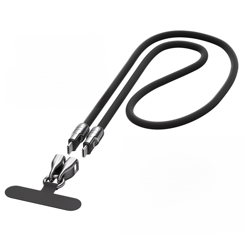 Dual-purpose phone lanyard and data cable