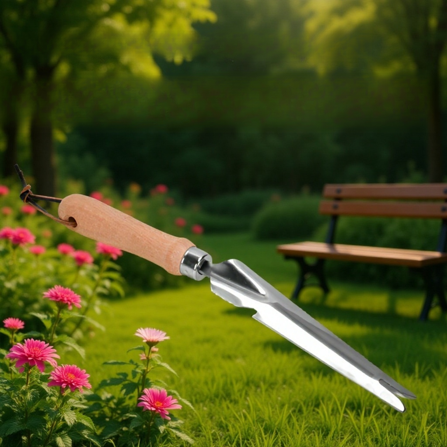 مجرفة للحفر والزراعة من فولاذ مقاوم للصدأ مع مقبض خشبي 