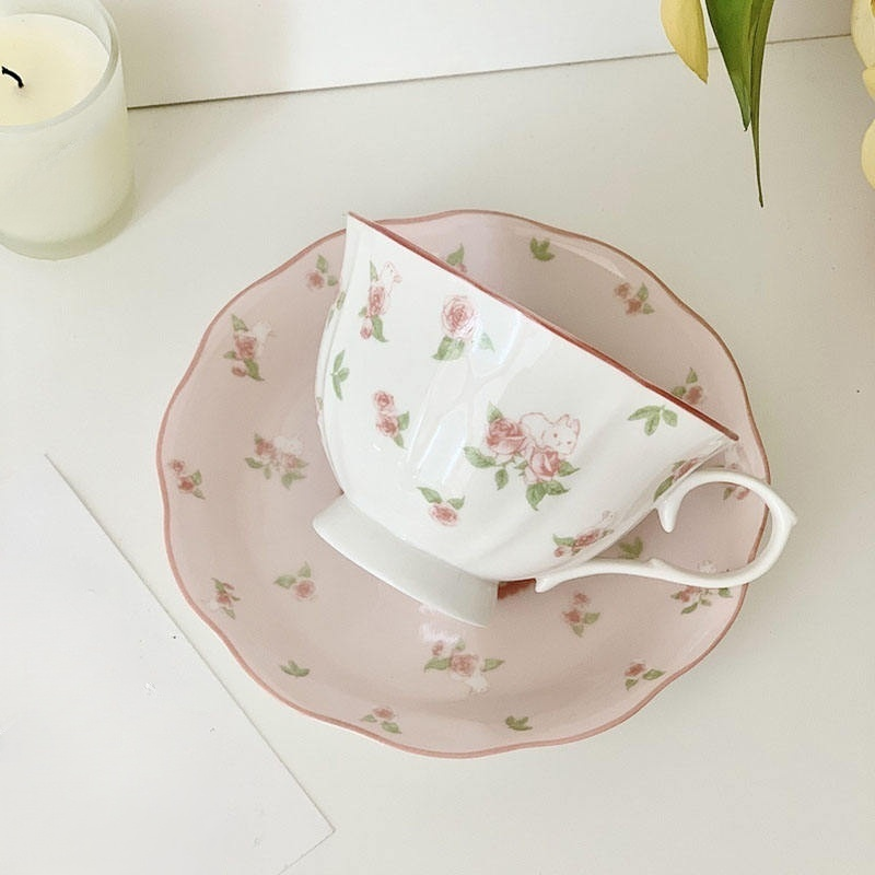 Juego de taza y platillo de café de cerámica