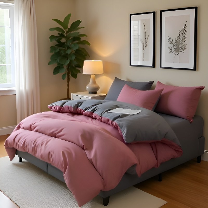 Simple solid color four-piece bed sheet set