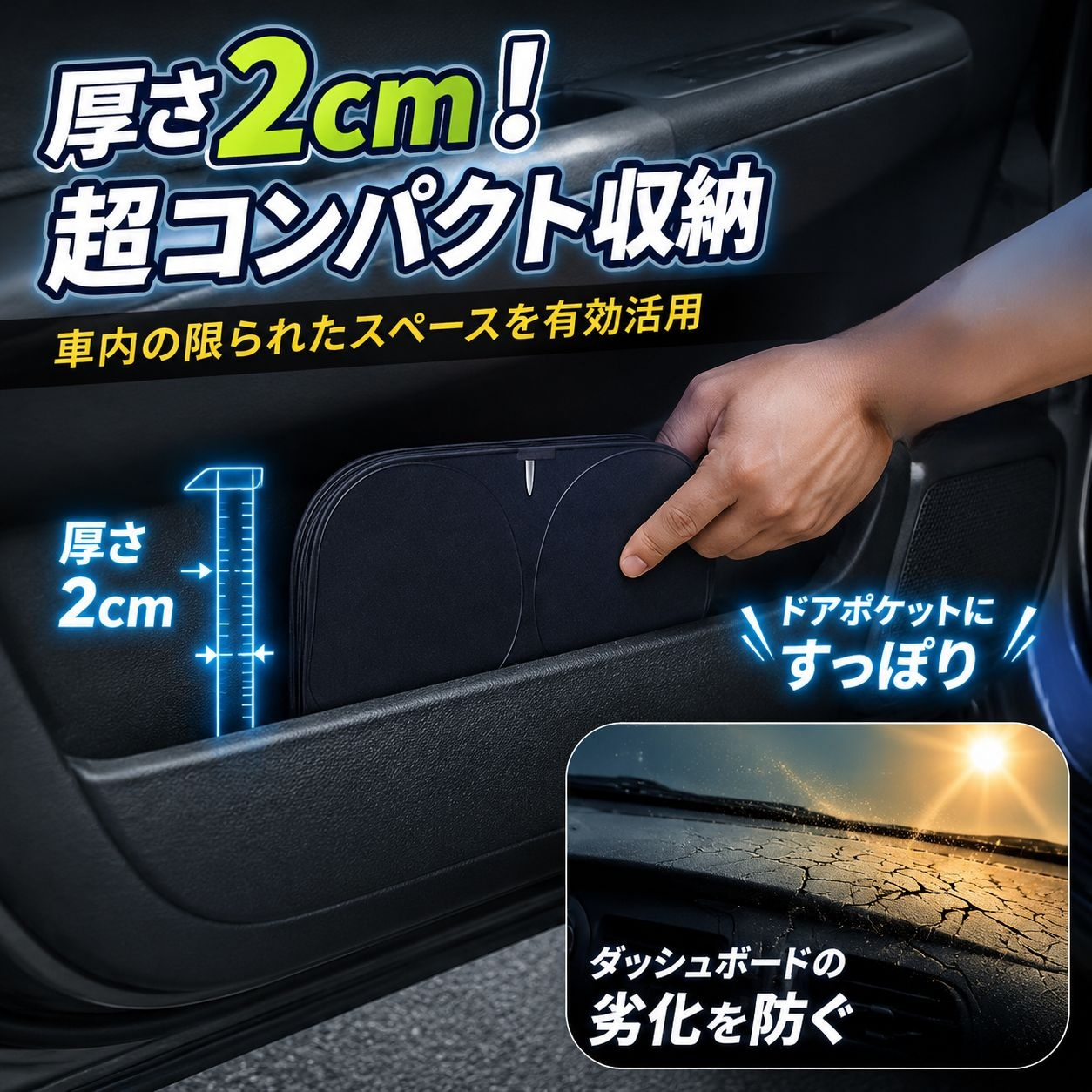 車のフロントガラス用サンシェードカーテン