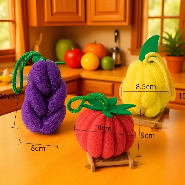 Esponja de baño grande con forma de verduras, súper suave y duradera