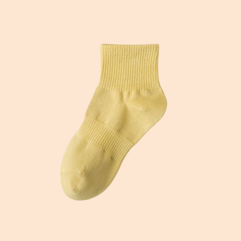 女性用純綿ソックス・無地・吸汗・通気性・カジュアル薄手ミドル丈